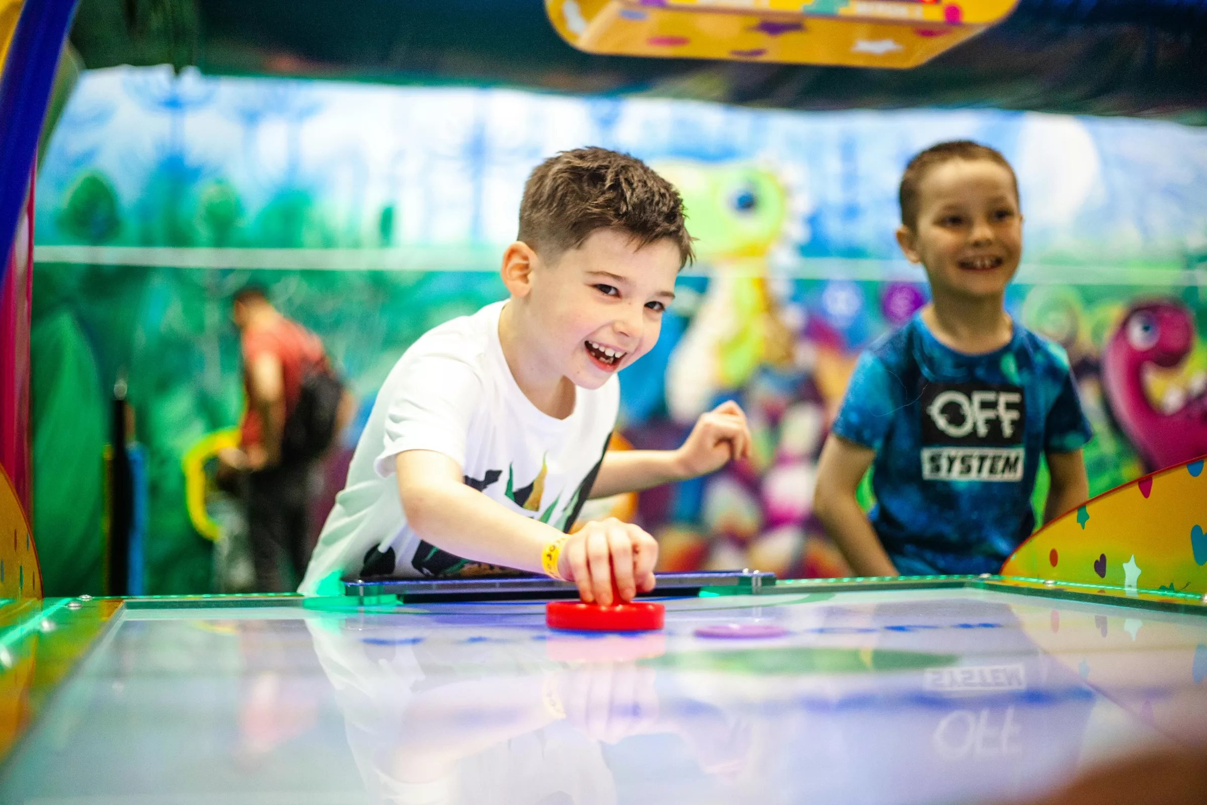 Guests enjoying an energetic indoor fun park
