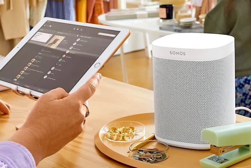 Sonos speaker in a retail venue controlled via iPad
